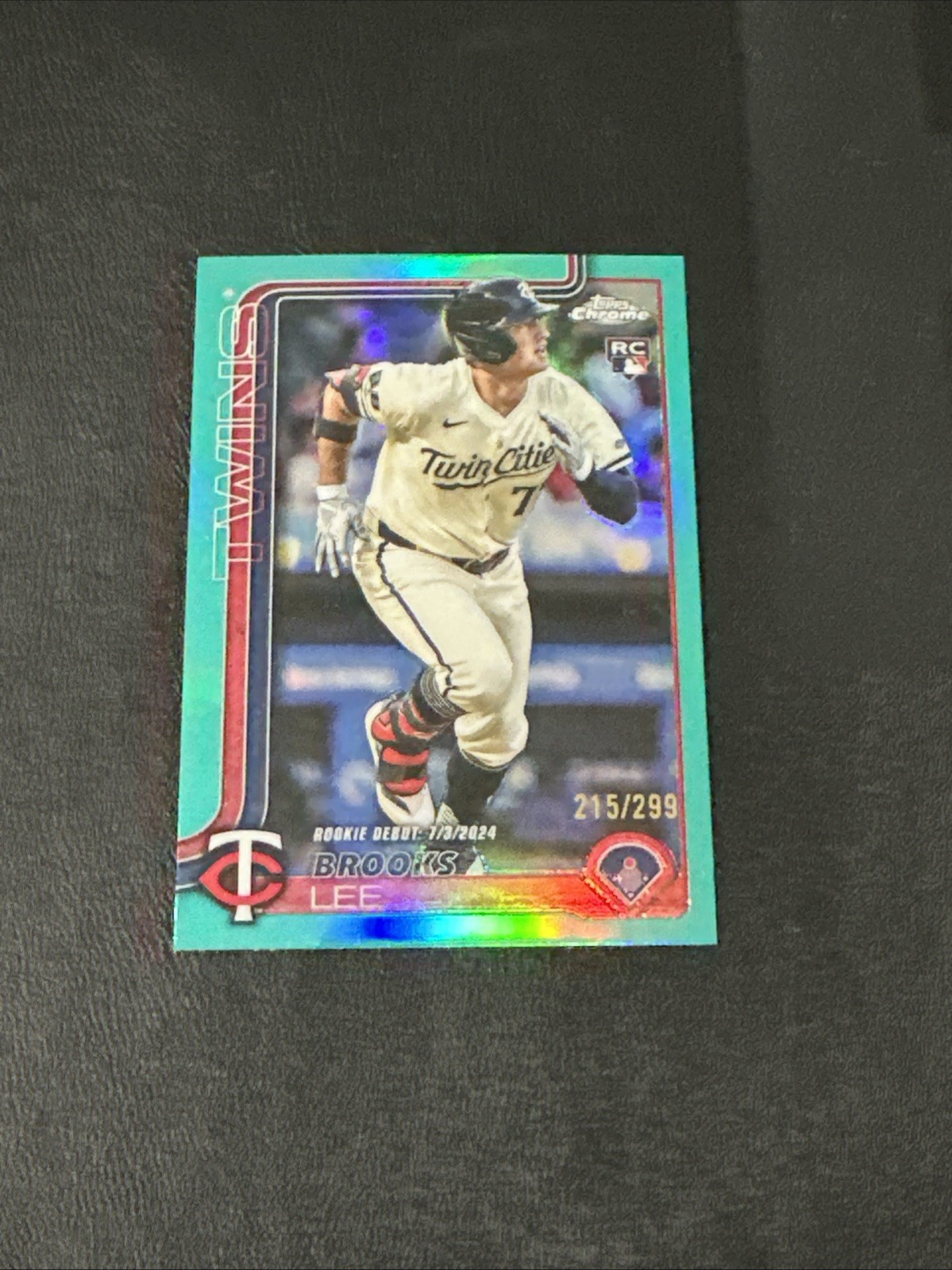 2025 Topps Chrome Update Brooks Lee Teal Refractor 215/299 RC #USC6