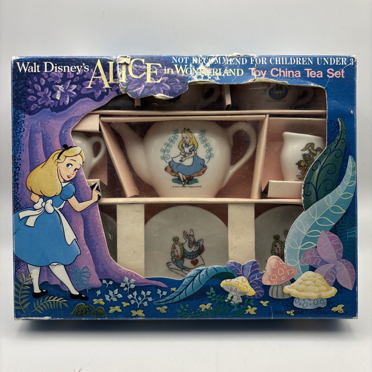 Vintage WALT DISNEY'S ALICE IN WONDERLAND Toy China Tea Set Made