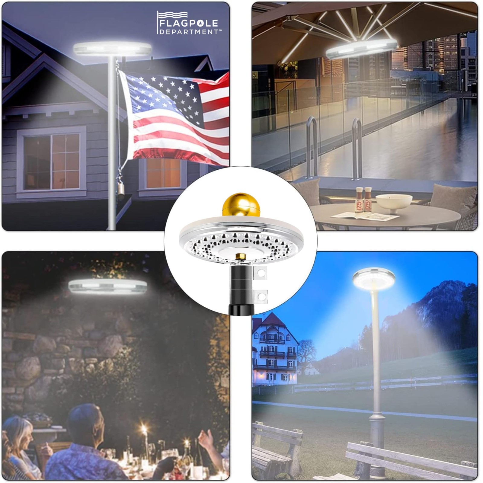 Solar Flag Pole Light - 48 LEDs, 14-Hour Runtime, Waterproof, Auto ON/OFF