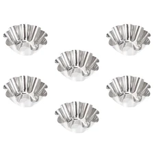 6 Pcs Metal Cupcake Cups Stainless Steel Tart Mold For Baking Desserts