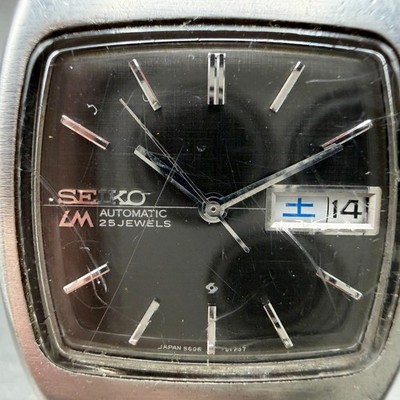 Seiko Lord Matic Watch Men 33mm Black Dial Steel Daydate READ