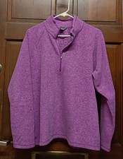 Eddie Bauer Heather Purple Fleece 1/4-Zip Pullover Women's Size XL