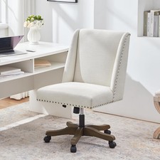 Arml Upholstered Office Chair with Wooden Legs, Modern Criss