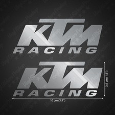 2 Stickers KTM Racing 10 cm ARGENT Brillant tuning moto déco custom kit carénage