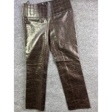 Chanel Leather Pants Women 38 Brown Quilted Yoke Silk Lined Calfskin CC Logo 02A