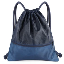 Drawstring Backpack Bag Waterproof Draw String Back Sack with Zip Pocket Gym ...