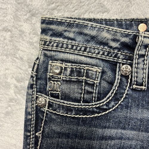 Miss Me Jeans Girls 12 Blue Capri Floral Flap Pockets Western Cowgirl 25x18 - Picture 2 of 12