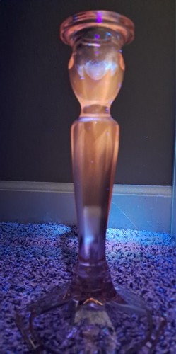 Kerzenständer rosa Glas Vintage - Bild 2 von 6