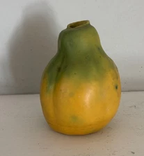 Signed Patricia Garrett Studio Pottery Papaya Bud Vase Fruit 1997 pear