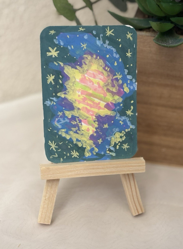 ACEO  Original Miniature Drawing A Rift in the Sky Stars by Sinai Art