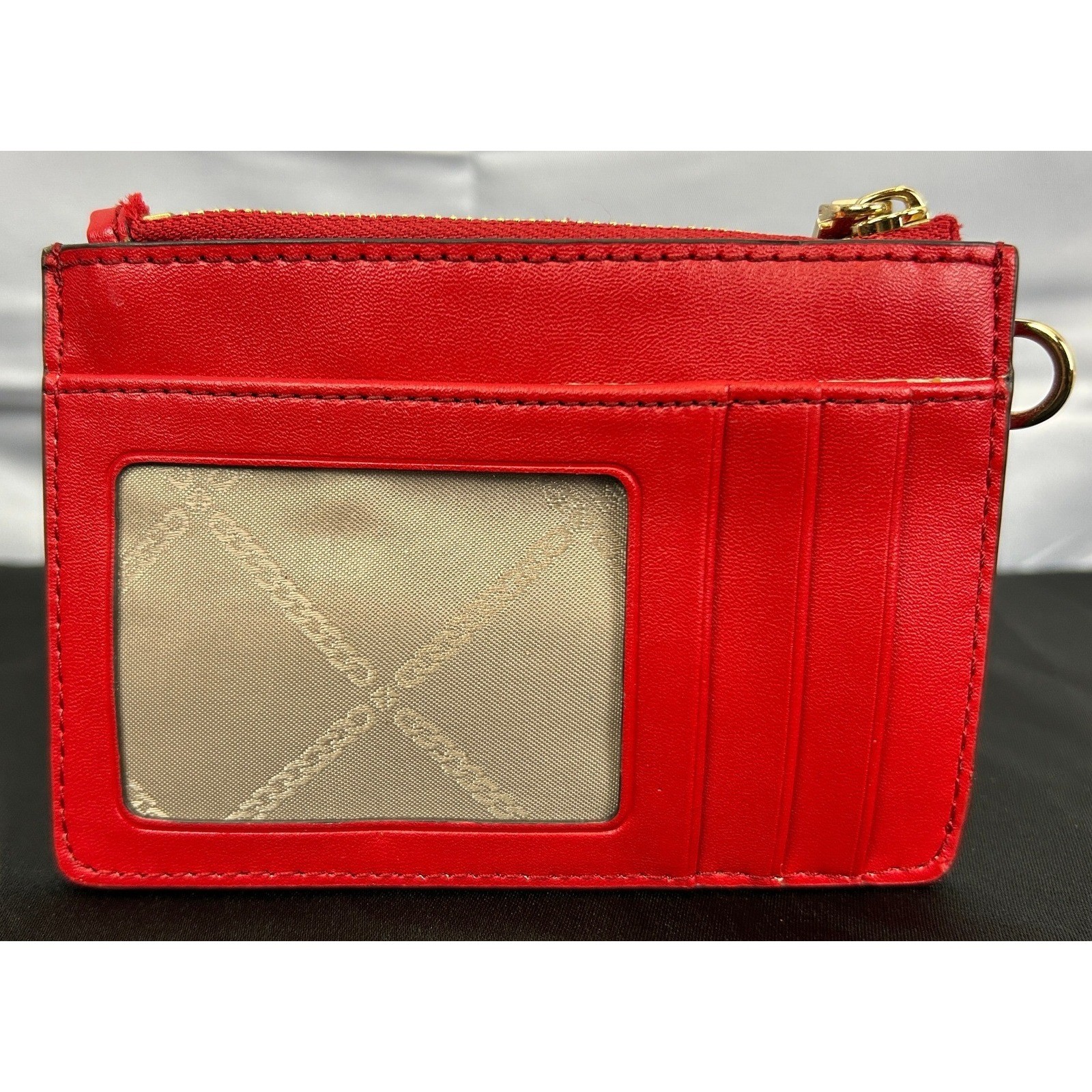 Michael Kors Jet Set Red Glitter Zip Card Holder Wristlet Coin Pouch thumbnail 3