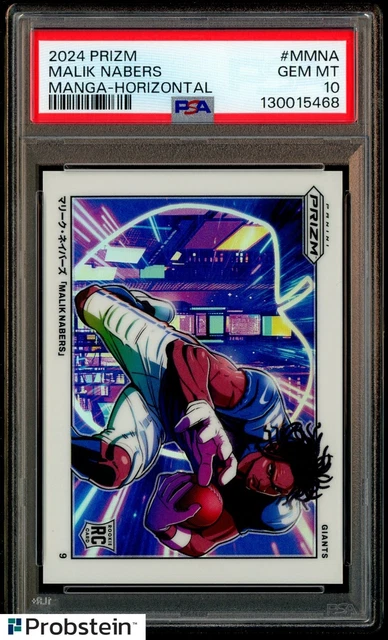 20224 Panini Prizm Manga Horizontal Malik Nabers RC Rookie SSP CASE HIT PSA 10