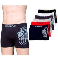 6 Mens Microfiber Boxer Briefs Underwear Seamless Compression Knocker One Size 