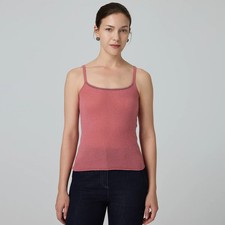 Premium 100 Cashmere Knit Vest Soft 7-Gauge Strap Tank Contrast Trim