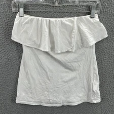 Lilly Pulitzer Shirt Womens XS White Ruffled Tube Top Pima Cotton Off Shoulder