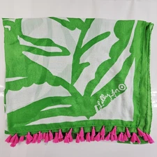 Lilly Pulitzer For Target Green White  & Pink Trim Sarong Wrap Scarf Swim