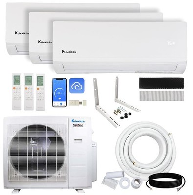 Klimaire 26000 BTU 3-Zone Mini Split Heat Pump 23 SEER2 (3 x 9,000 BTU) Kit AC