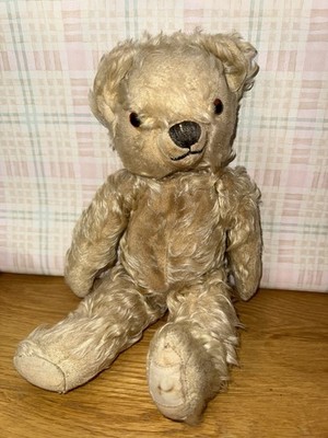 Antiker Vintage Chad Valley Mohair britischer Teddybär mit Etikett