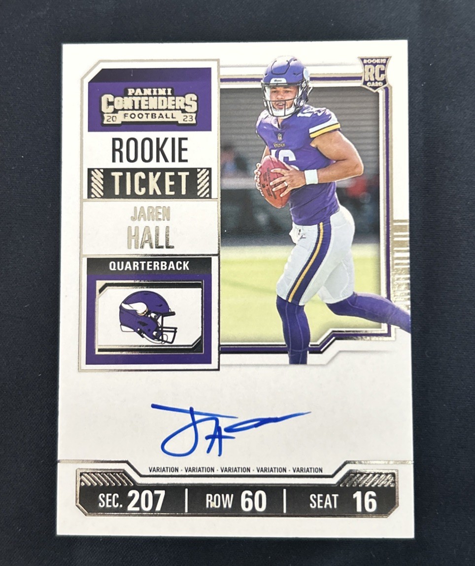 🔵 2023 Panini Contenders JAREN HALL Rookie Ticket Auto RC #116