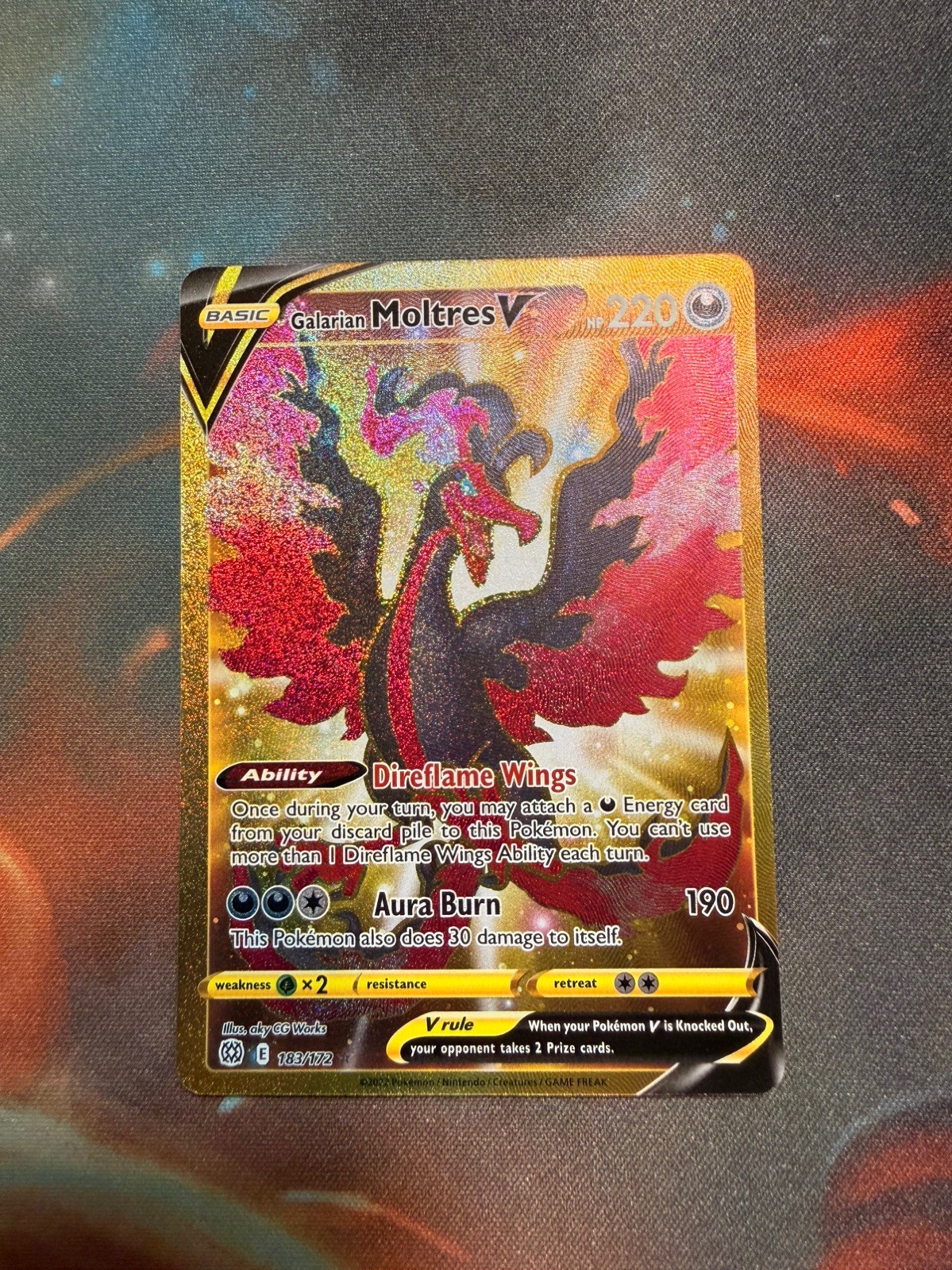 Pokémon Galarian Moltres V Brilliant Stars Secret Rare Hyper Rare 183/172 NM💎