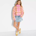Women's Full Zip Mock Turtleneck Cardigan - Wild Fable Pink Plaid M