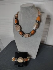 Paparazzi In Good Glazes Peach Necklace, Earrings and Bracelet Set Fast Shipping