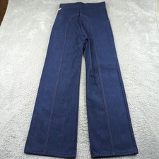 Vintage 70s JC Penney Jeans Girls 14 Blue Dark Raw Denim Flare Accent Back Teen