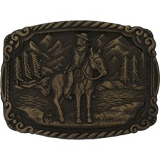 Horse Cowboy Cowgirl Western Horseback Rider Riding Rodeo Ranch Vtg Belt Buckle