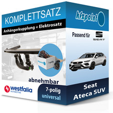 WESTFALIA Anhängekupplung abnehmbar und E-Satz 7polig für Seat Ateca SUV 16- neu
