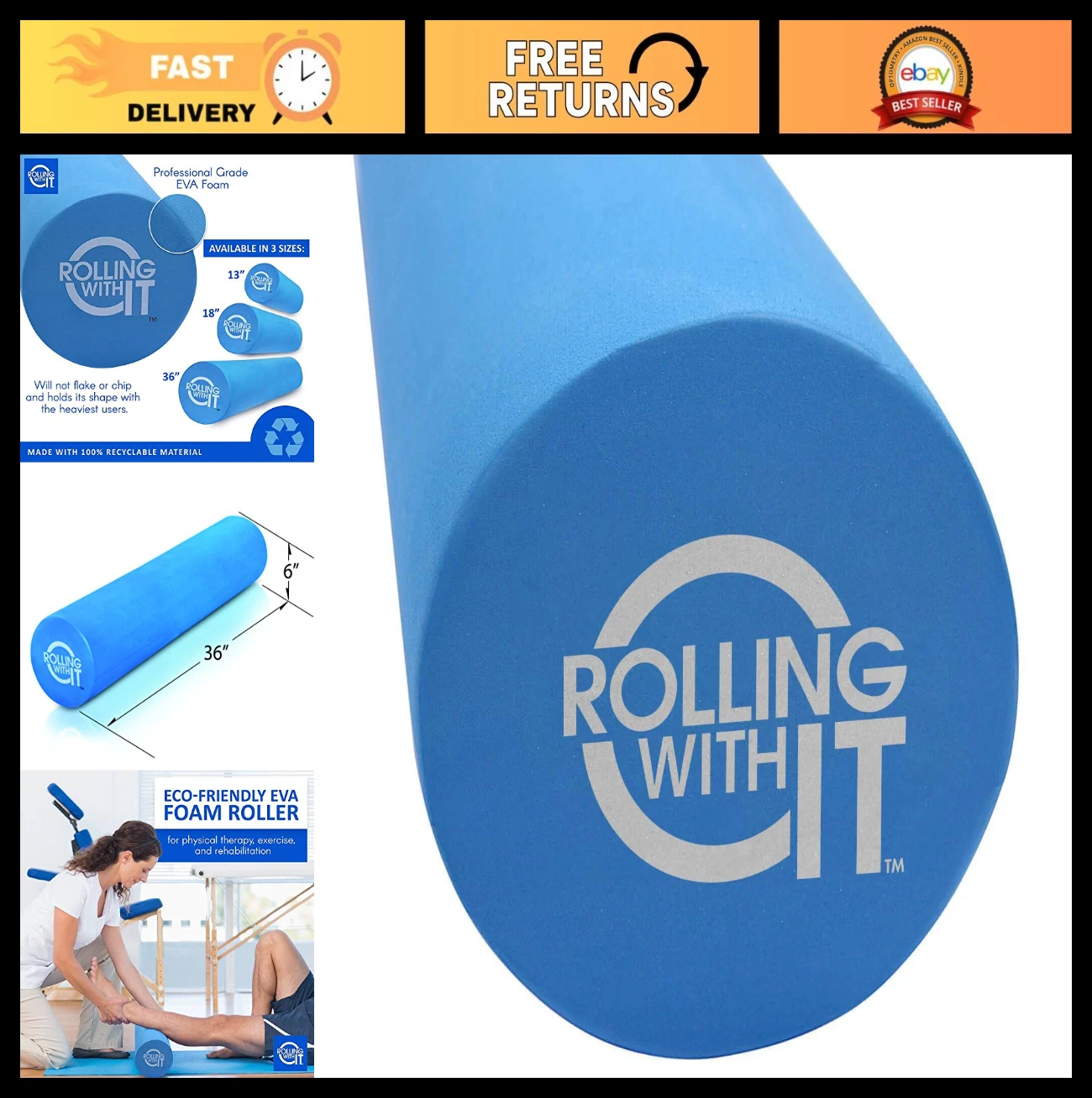 High-Density Foam Roller for Muscle Recovery & Physical Therapy - Eco-Friendly M