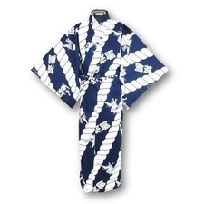 Japanese MEN'S KIMONO YUKATA OBI SET SUMO WHITE NAVY SIZE NEW EXL 64 