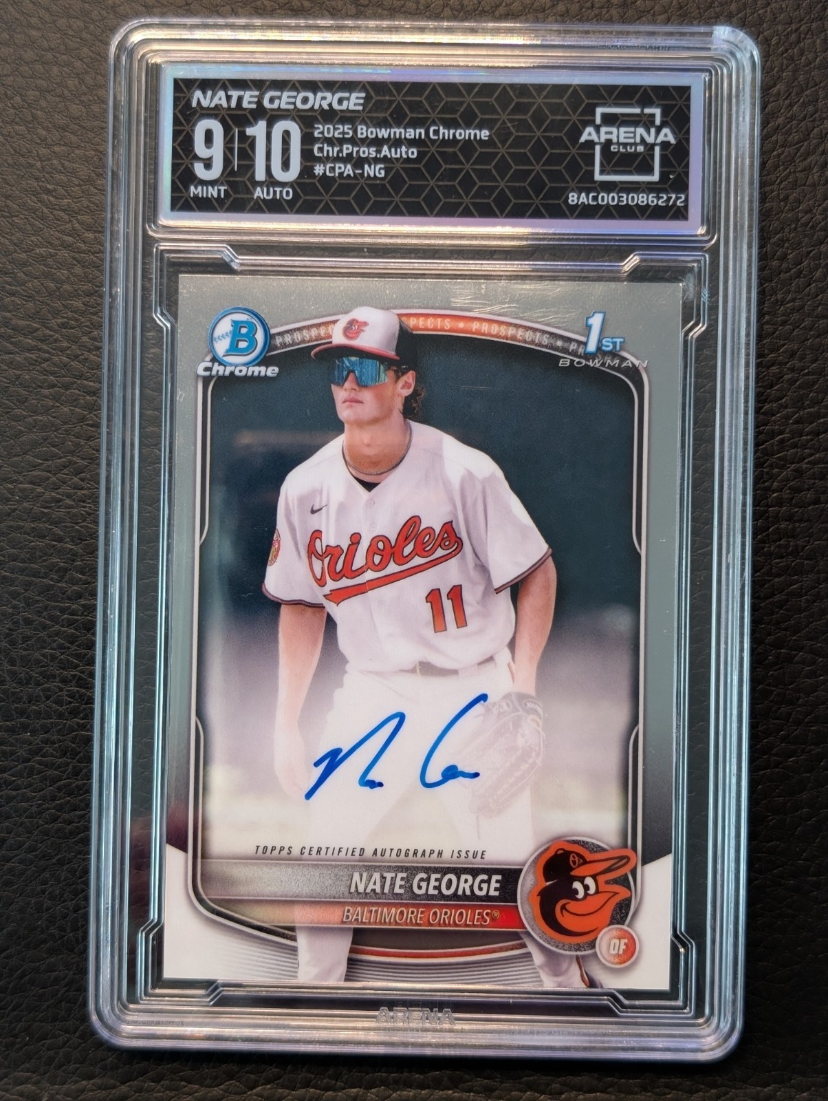 2025 Bowman Chrome 1st Prospect Auto Nate George #CPA-NG AC 9/10 Orioles