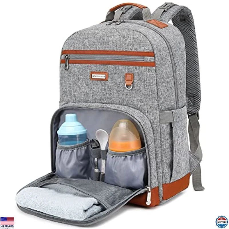 Large Diaper Bag Backpack with Changing Pad, Waterproof Travel Bag for Parents