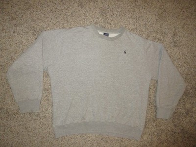 VTG POLO RALPH LAUREN CREWNECK GRAY PULLOVER SWEASHIRT WOMEN SZ XL COTTON PONY