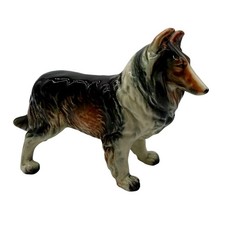 Vintage Collie Dog Figurine Tricolor Ceramic ...