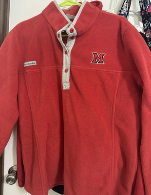 Columbia Men s XL Red Snap Pullover Jacket Stand-Up Collar Lightweight Logo