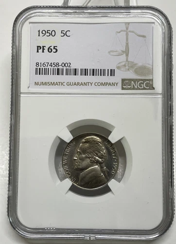 1950 Jefferson Nickel 5c NGC PF 65 Proof Very Nice Low Mintage