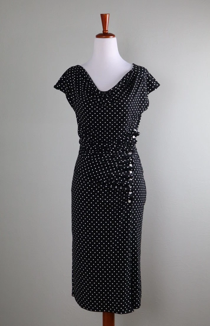 brown polka dot dress white house black market Brown Polka Dot Dress | Brown and White Midi Dress