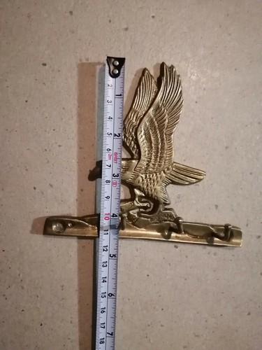 Vintage Solid Brass Eagle Key Holder Wall Mount 4 Hooks - Bild 4 von 5