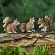 Fairy Garden Fun Squirrels Set of 3 Miniature Dollhouse Figurine