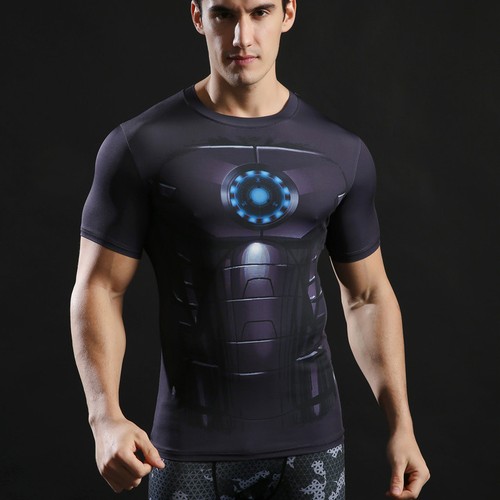 Mens Compression Top Armour Base Layer Gym Top Superhero Cycling Run Cross Fit - Picture 2 of 5
