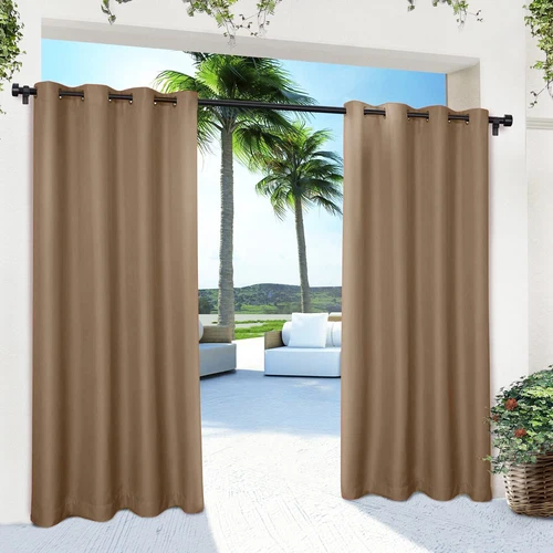 1/2 Stück Wasserdicht Outdoor Terrasse Vorhänge 52" Breit Sichtschutz Verdunkelung Pergola Schatten - Bild 106 von 124