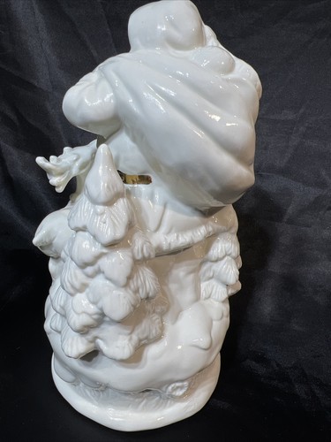 White & Gold Ceramic Santa Reindeer Detailed Holiday Christmas Dept09 VTG Kmart - Picture 7 of 19