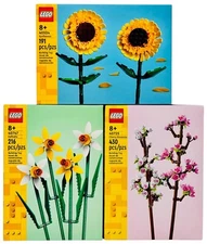 LEGO Flower 3-Pack: Sunflowers, Daffodils, & Cherry Blossoms