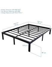 Heavy Duty Slat Bed Frame, Queen Size - Black