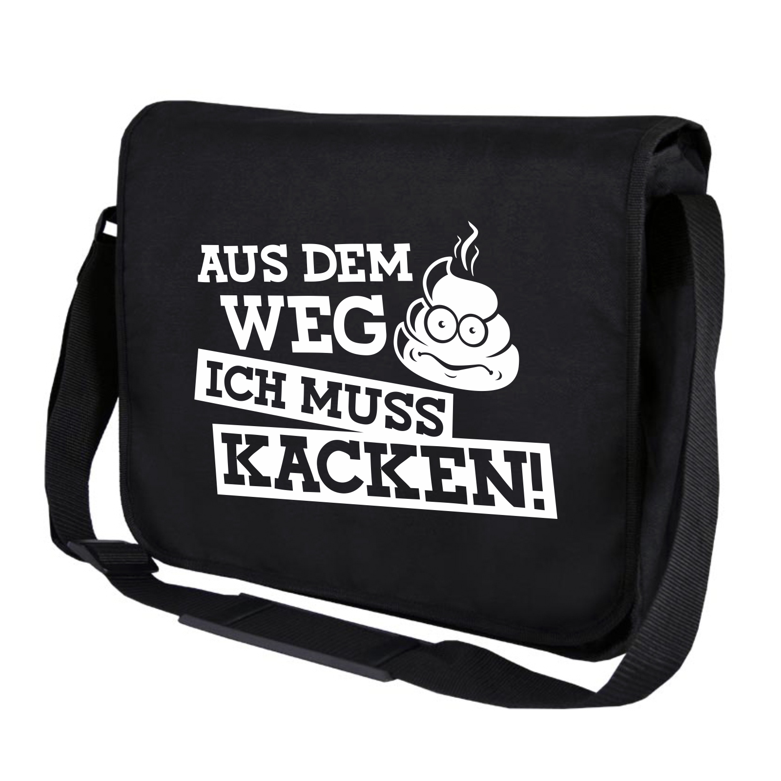 Adesivo Auto Umoristico Tedesco 'Aus Dem Weg Ich Muss Kacken!' - Formato 20x10 Cm, Fluorescente E Cromato, Resistente Agli Agenti Atmosferici