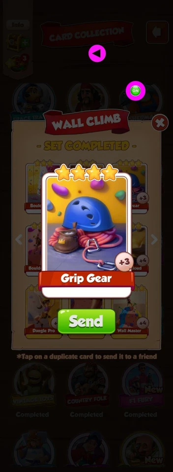 WALL CLIMB Coin Master "GRIP GEAR" Card ACTION! 2 pcs 58 Penny