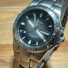 VTG Armitron Quartz Watch 20/1725 Men 50m Rotating Bezel Silver New Battery 7.5"