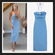 Zara Cut Out Blue Dress Bloggers Favorite