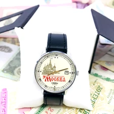 🔥 Rare Slava Moscow USSR Soviet Wristwatch Vintage Wrist Watch 2414 Moscva💥